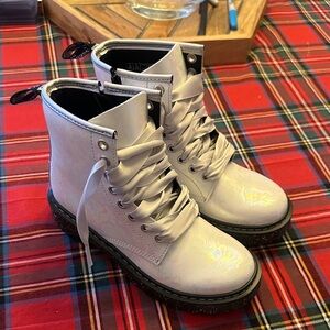 Dr Martens White Lace-Up Girls Boots